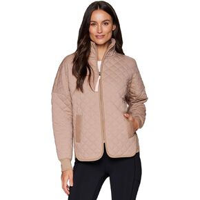 RBX Quilted Zip Up Jacket for Women, Lightweight Mock Neck Jacket with Pockets for Hiking, Workouts, Casual Wear