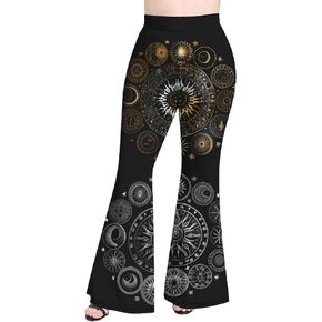 Rgothic Gothic Full Printed Flare Pants