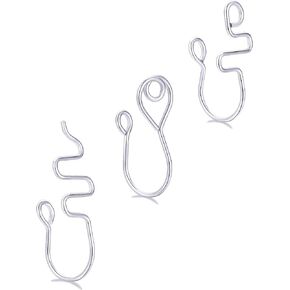3Pcs African Nose Cuff Non Piercing Clip On Nose Ring Stainless Steel Fake Nose Ring for Women Men Silver Rose Gold Tone 20G