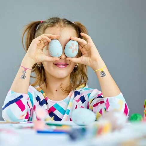 هدايا عيد الفصح من VTYEPOU للفتيات - مجموعة أساور عيد الفصح مكونة من 12 قطعة وأساور أمنيات قابلة للتعديل لطيفة مع بطاقة هدايا وحشو سلة عيد الفصح وهدايا الحفلات in Kuwait