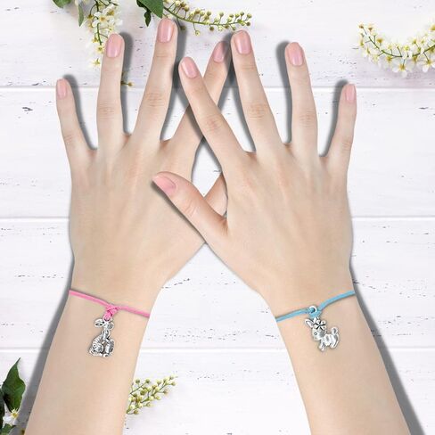 هدايا عيد الفصح من VTYEPOU للفتيات - مجموعة أساور عيد الفصح مكونة من 12 قطعة وأساور أمنيات قابلة للتعديل لطيفة مع بطاقة هدايا وحشو سلة عيد الفصح وهدايا الحفلات in Kuwait