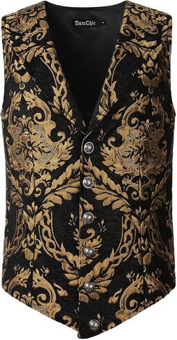 DarcChic Mens Gothic Lapel Vest Steampunk Waistcoat Victorian in Kuwait