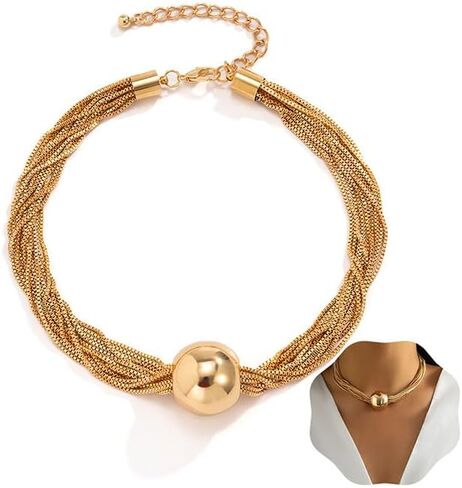 asftdcat Exaggerated Large Cylinder Pendant Collar Bone Hip-Hop Trend Metal Multi-Layer Chain Necklace for Girl and Women in Saudi Arabia