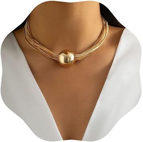 asftdcat Exaggerated Large Cylinder Pendant Collar Bone Hip-Hop Trend Metal Multi-Layer Chain Necklace for Girl and Women in Saudi Arabia