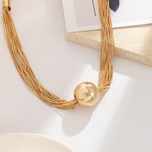 asftdcat Exaggerated Large Cylinder Pendant Collar Bone Hip-Hop Trend Metal Multi-Layer Chain Necklace for Girl and Women in Saudi Arabia