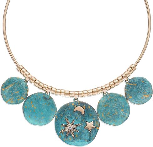 Celestial Patina Wire Necklace, One Size, Metal Glass, No Gemstone in Kuwait