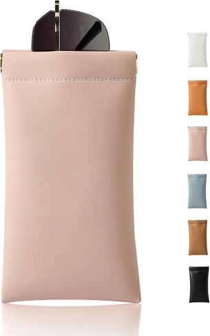 Squeeze Top Sunglass Case, New Organosilicon Soft Leather Eyeglass Glass Case Travel Large Sunglasses Pouch in Saudi Arabia