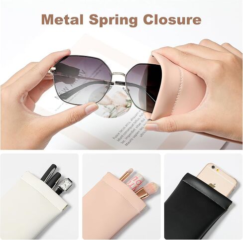 Squeeze Top Sunglass Case, New Organosilicon Soft Leather Eyeglass Glass Case Travel Large Sunglasses Pouch in Saudi Arabia