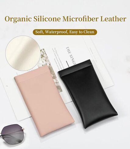 Squeeze Top Sunglass Case, New Organosilicon Soft Leather Eyeglass Glass Case Travel Large Sunglasses Pouch in Saudi Arabia