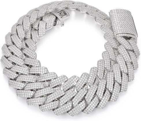 25MM Big Cuban Link Chain for Men Thick Iced Out Chain 18K Gold Plated 5A+ Zicron Cuban Necklace Gold/Silver Iced Out Diamond Miami Cuban Necklace Bling Luxury Jewelry in Kuwait