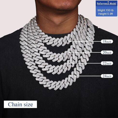 25MM Big Cuban Link Chain for Men Thick Iced Out Chain 18K Gold Plated 5A+ Zicron Cuban Necklace Gold/Silver Iced Out Diamond Miami Cuban Necklace Bling Luxury Jewelry in Kuwait
