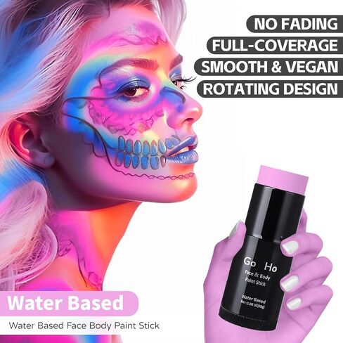 Go Ho Dark Purple Face Body Paint Stick,Water Based Washable Purple Face Paint Stick,Non-toxic Cream Purple Body Paint for Adults Children Halloween Mermaid Monster Ursula Costume Cosplay SFX Makeup in Kuwait