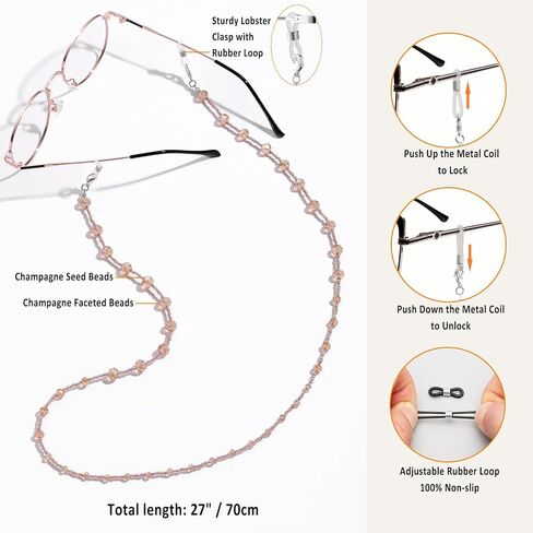 ERNAULO Beaded Glasses Chain for Women Eyeglass Chain Eye Glasses Holders Around Neck Eyeglass Chains for Women in Saudi Arabia