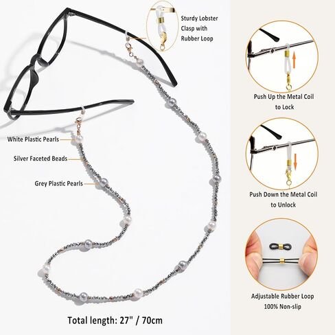 ERNAULO Beaded Glasses Chain for Women Eyeglass Chain Eye Glasses Holders Around Neck Eyeglass Chains for Women in Saudi Arabia