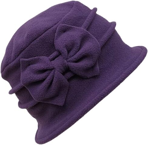 Womens Bell Beret Hat French Vintage Floral Fleece Cloche hat Classic Winter 1920s Bucket Hat in Saudi Arabia