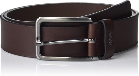 BOSS Men's Engraved Logo Leather Belt, Dark Roast, 36 in Saudi Arabia