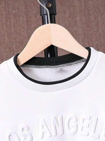 SHENHE Boy's 2 Piece Outfits Letter Crewneck Drop Shoulder Long Sleeve Sweatshirt and Tapered Sweatpants in Saudi Arabia