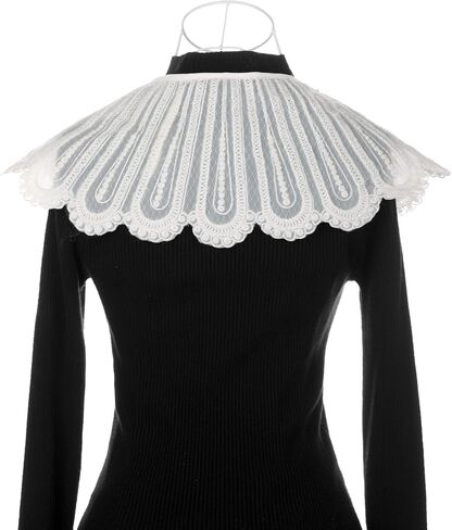 Elerevyo Detachable Fake Collar, Lace Embroidery Knit Little Shawl Mini Cape Choker False Peter Pan Collar for Blouse in Kuwait