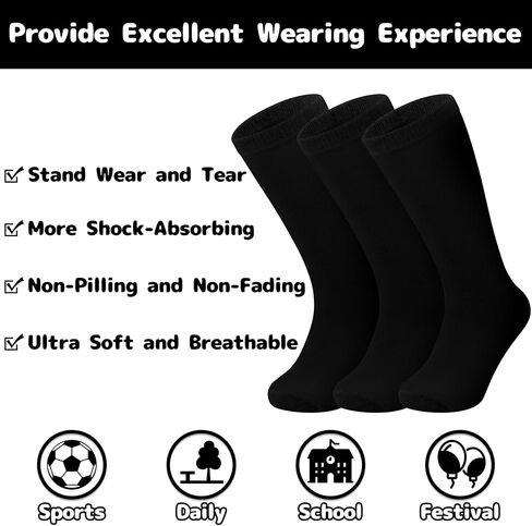 Olreco 3 Pack Toddler Soccer Socks Kids Baseball Socks Boys Girls Softball Sock Youth Football Sock Athletic Accessories in Saudi Arabia