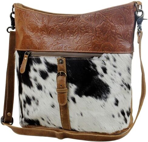 Myra Bag Snooze Leather & Cowhide Bag Upcycled Cowhide & Leather S-2846 in Saudi Arabia