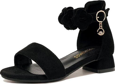 Girls Sandals High Heels Little Big Kids Open Toe Ankle Strap Dress Shoes Princess Wedding Party Flower Pumps in Saudi Arabia