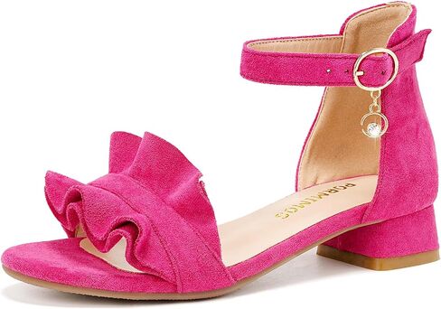 Girls Sandals High Heels Little Big Kids Open Toe Ankle Strap Dress Shoes Princess Wedding Party Flower Pumps in Saudi Arabia