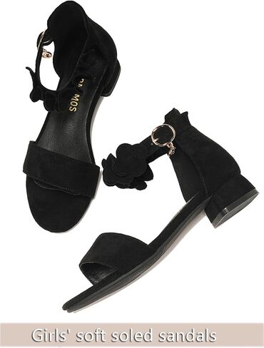 Girls Sandals High Heels Little Big Kids Open Toe Ankle Strap Dress Shoes Princess Wedding Party Flower Pumps in Saudi Arabia