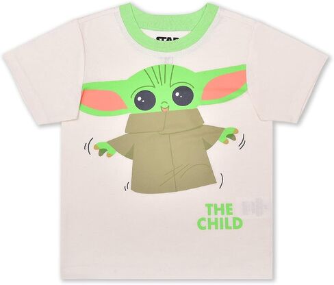 STAR WARS Baby Yoda Boys’ T-Shirt and Jogger with Drawstring Set for Toddler and Little Kids – Beige/Black in Saudi Arabia