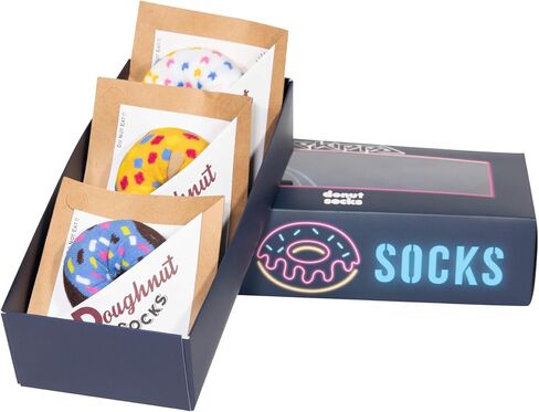 Caroli Health Club Donut Socks Box for Women,3 Pairs of Funky Cotton Socks for Teen Girls,Cute Novelty Gifts for Holidays, Birthday Party-Crazy Fun Thanksgiving Socks in Saudi Arabia