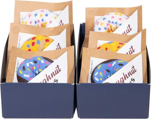 Caroli Health Club Donut Socks Box for Women,3 Pairs of Funky Cotton Socks for Teen Girls,Cute Novelty Gifts for Holidays, Birthday Party-Crazy Fun Thanksgiving Socks in Saudi Arabia