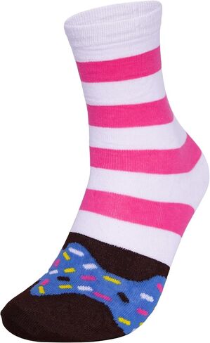 Caroli Health Club Donut Socks Box for Women,3 Pairs of Funky Cotton Socks for Teen Girls,Cute Novelty Gifts for Holidays, Birthday Party-Crazy Fun Thanksgiving Socks in Saudi Arabia