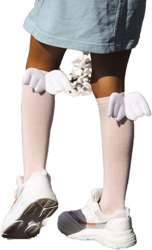 أطفال أجنحة الملاك جوارب طويلة إلى الركب 3-حزمة الجوارب القطنية للفتيات العودة إلى المدرسة الجوارب جوارب بأشكال مضحكة أجنحة الملاك التبعي in Kuwait