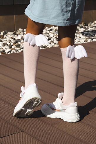 أطفال أجنحة الملاك جوارب طويلة إلى الركب 3-حزمة الجوارب القطنية للفتيات العودة إلى المدرسة الجوارب جوارب بأشكال مضحكة أجنحة الملاك التبعي in Kuwait