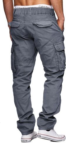 AIFARLD Cargo Pants for Men Multi Pockets Work Pants Cotton Stretch Elastic Waist Relaxed Fit Hiking Outdoor Casual in Saudi Arabia