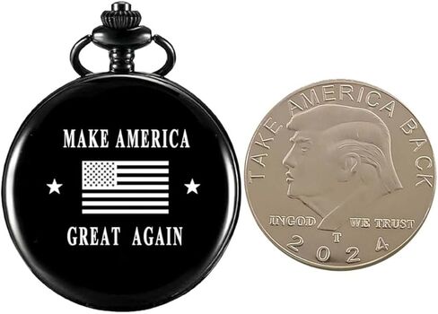 YEEHUA Engraved Pocket Watch for Trump Make Ameirca Great Again Meaningful Memory Gifts in Kuwait