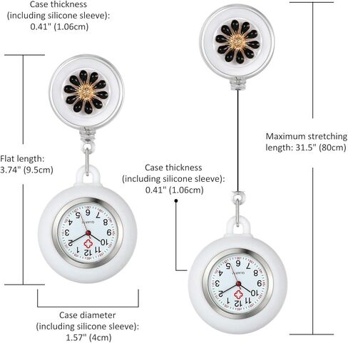 1-5 حزمة مشبك قابل للسحب على ساعة الممرضة مع اليد الثانية للنساء طية صدر السترة معلقة الممرضات ساعة للممرضات الأطباء شارة سماعة الطبيب فوب ساعة الجيب in Kuwait