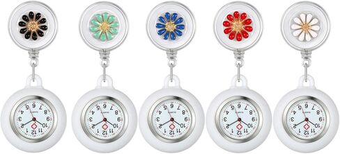 1-5 حزمة مشبك قابل للسحب على ساعة الممرضة مع اليد الثانية للنساء طية صدر السترة معلقة الممرضات ساعة للممرضات الأطباء شارة سماعة الطبيب فوب ساعة الجيب in Kuwait