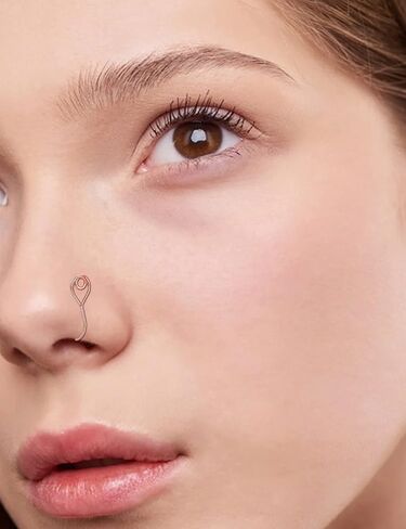 3Pcs African Nose Cuff Non Piercing Clip On Nose Ring Stainless Steel Fake Nose Ring for Women Men Silver Rose Gold Tone 20G in Saudi Arabia
