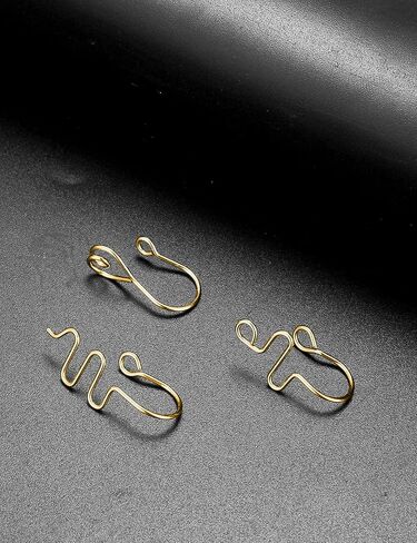 3Pcs African Nose Cuff Non Piercing Clip On Nose Ring Stainless Steel Fake Nose Ring for Women Men Silver Rose Gold Tone 20G in Saudi Arabia