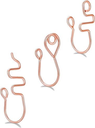 3Pcs African Nose Cuff Non Piercing Clip On Nose Ring Stainless Steel Fake Nose Ring for Women Men Silver Rose Gold Tone 20G in Saudi Arabia