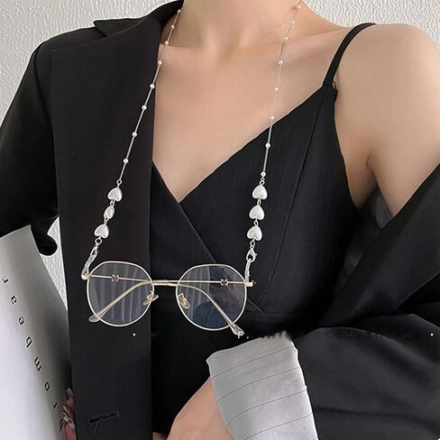 Beads Eyeglasses Chain for Women Heart Pearl Mask Glasses Strap Sunglass Retainer Cord Eyewear Lanyard Gifts for Her in Saudi Arabia