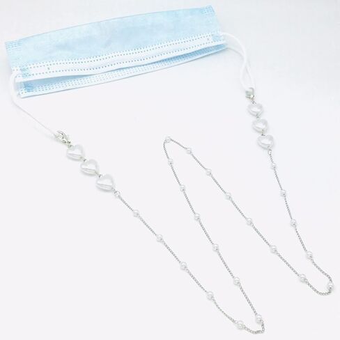 Beads Eyeglasses Chain for Women Heart Pearl Mask Glasses Strap Sunglass Retainer Cord Eyewear Lanyard Gifts for Her in Saudi Arabia