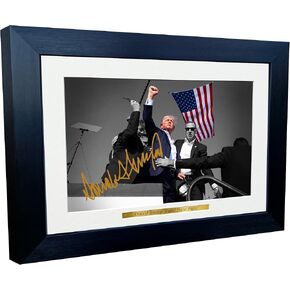 Kitbags & Lockers 12x8 A4 Donald Trump President Republican Rally Fight Signed Autographed Autograph Photo Photograph Picture Frame Gift