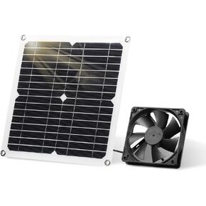 SUNYIMA Solar Panel Fan Kit, 12W Weatherproof with DC Fan for Small Chicken Coops, Greenhouses, Sheds,Pet Houses, Window Exhaust (Single Fan)