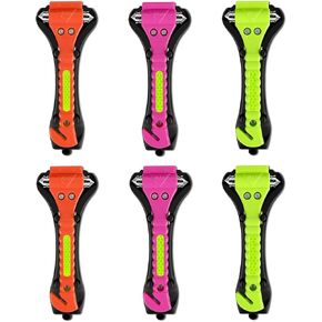 Car Safety Hammer,6 Pack Car Window Breaker Tool 2 in 1 Seat Belt Cutter and Glass Breaker with Light Reflective Tape for Car Accessories and Emergency Escape Tools