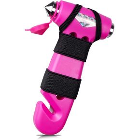 Car Window Breaker Seat Belt Cutter,Car Window Breaker Tool,Auto Emergency Escape Hammer,Seat Belt Cutter,3-in-1 Glass Breaker,Emergency Escape Tool for Car,Office,Home (Pink) (A-Pink)
