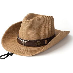 Straw Cowboy Womens Hat Sun Hats Cowgirl Beach Hat