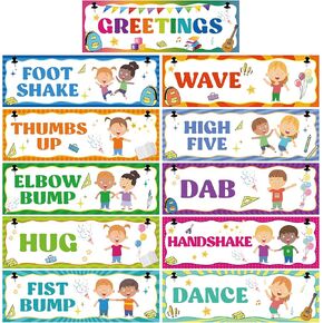 Wehhbtye Greeting Choice Classroom Rules Posters,Social Greeting Poster,Classroom Must Haves Poster for Teacher Supplies and Preschool