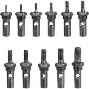 WETOLS 11Pcs Rivet Nut Tool Replacement Mandrels of WE882/WE889, Rivet Nut Tool Accessories Set M3 M4 M5 M6 M8 M10 M12, 10-24, 1/4-20, 5/16-18, 3/8-16 Rivet Nut Tool Spare Parts
