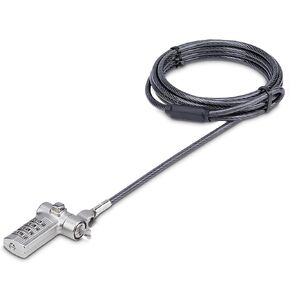 StarTech.com 6.5' (2m) 3-in-1 Universal Laptop Cable Lock - 4-Digit Combination Laptop/Desktop Security Cable Lock Compatible w/K-Slot, Nano & Wedge Slot Computer - Anti-Theft Steel Cable (LTULOCK4D)